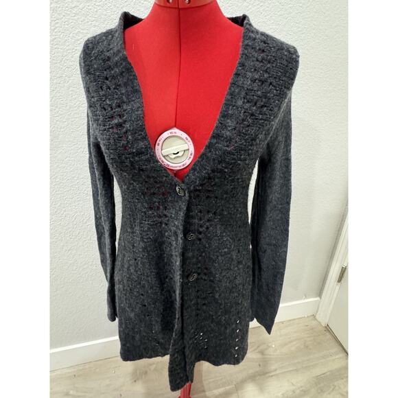 Gray Knit Button Down Cardigan Long Sleeve Cozy Casual Warm Sweater - Picture 1 of 7